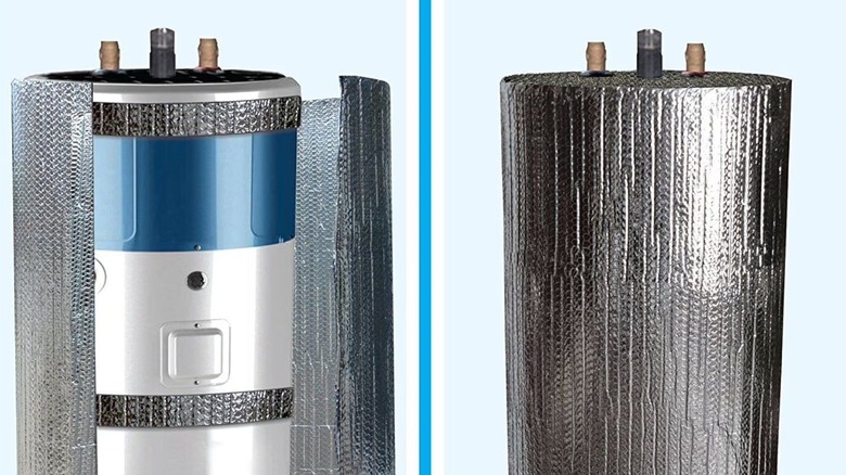 insulation wrap going around a water heater