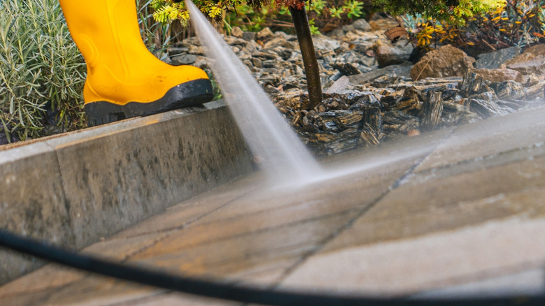 Pressure washer jet up close