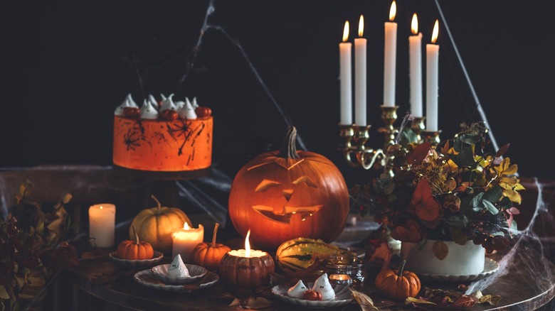 Halloween decorations on table