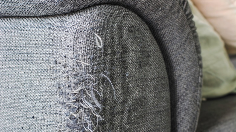 Fraying couch fabric