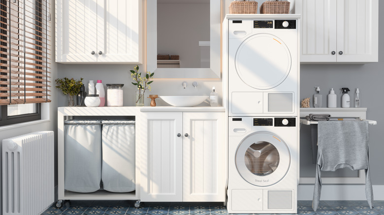 Modern laundry room with a sink.