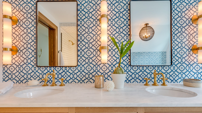Mirrors in bathroom