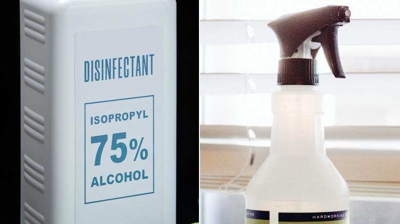 Rubbing alcohol and spray bottle