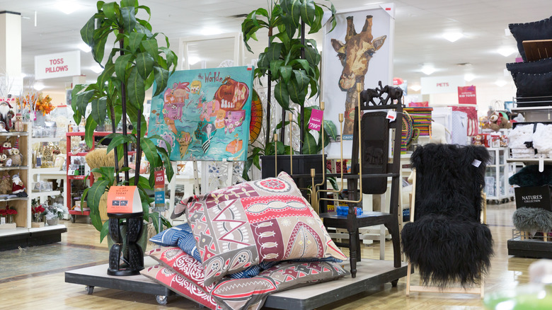 Merchandise inside HomeGoods store