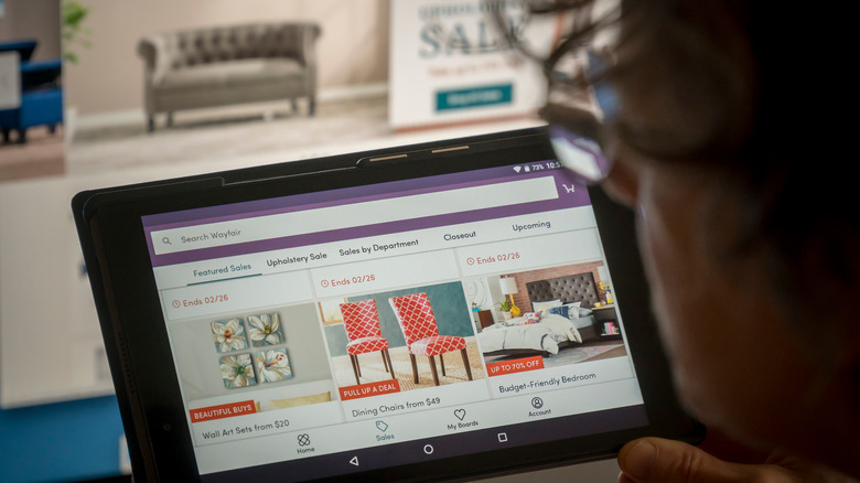 Person online shopping