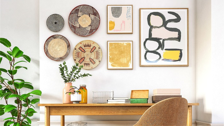 Home office with wall art