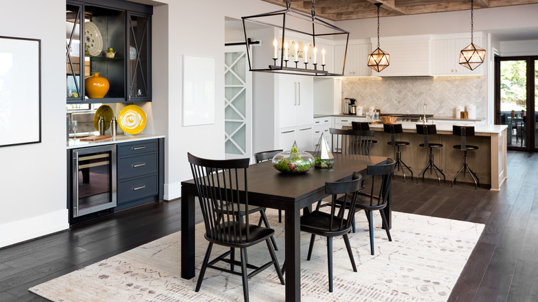 open kitchen and dining room