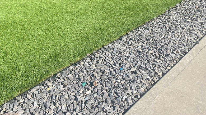 Rock border in yard