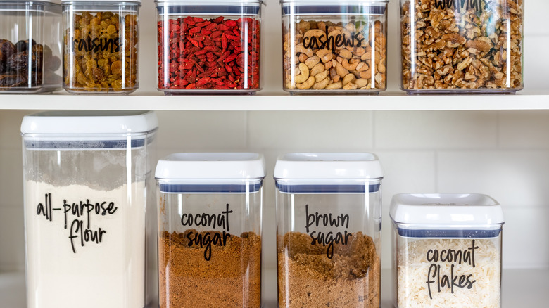 Close-up of organized pantry