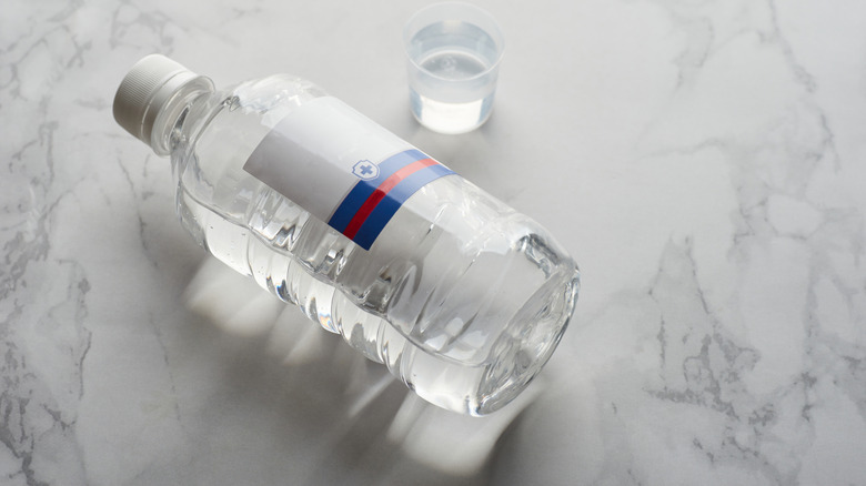 Pure glycerin inside translucent plastic bottle.