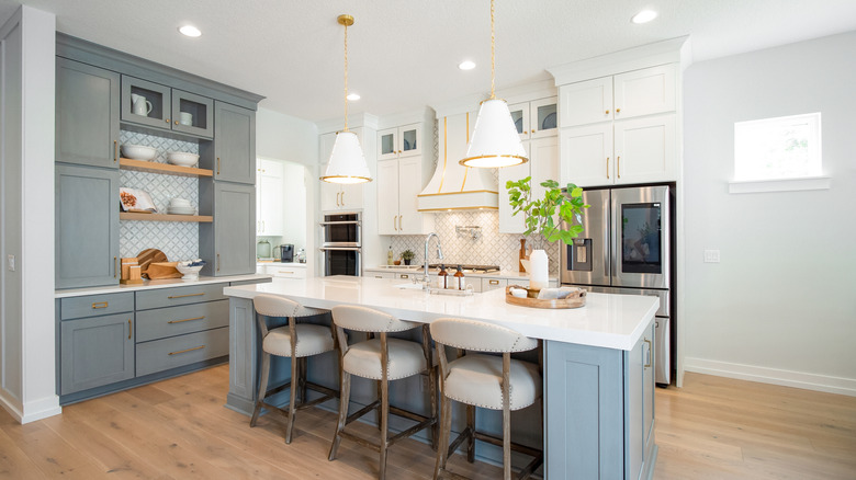 Beautiful clean kitchen in gray and white