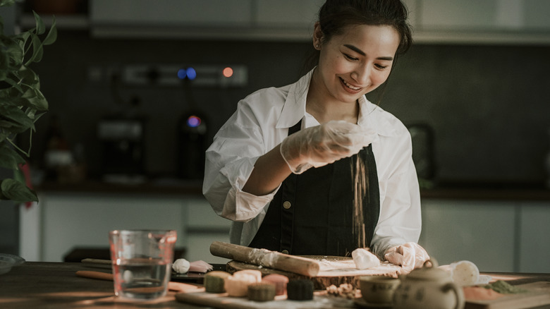 Woman baking at home