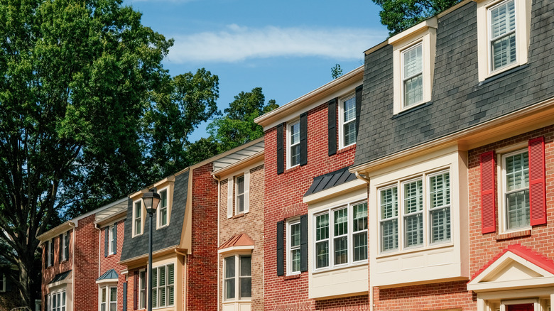 Line of homes with brick exteriors