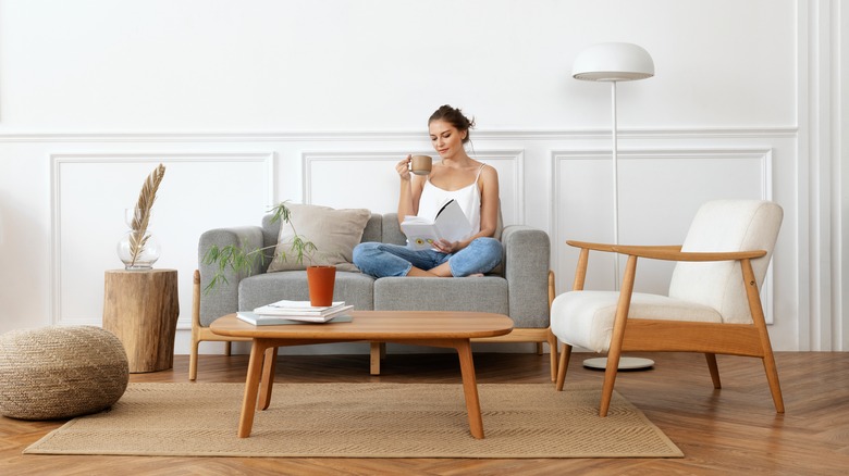 woman in small living room