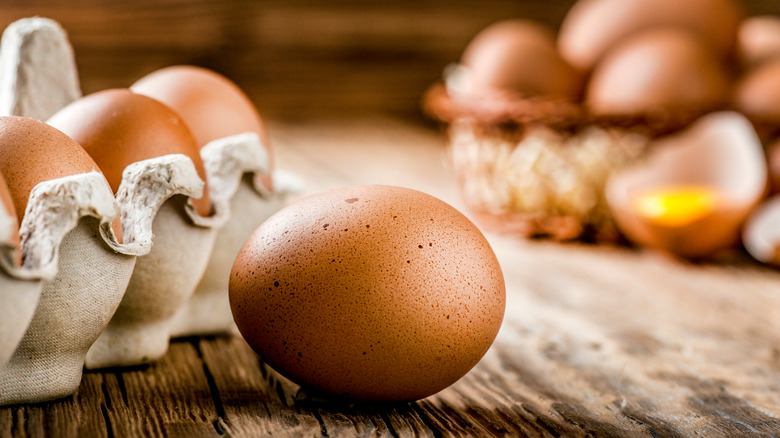 Eggs and egg carton