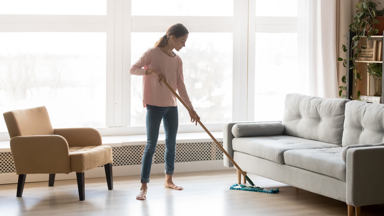 Women cleaning floor 