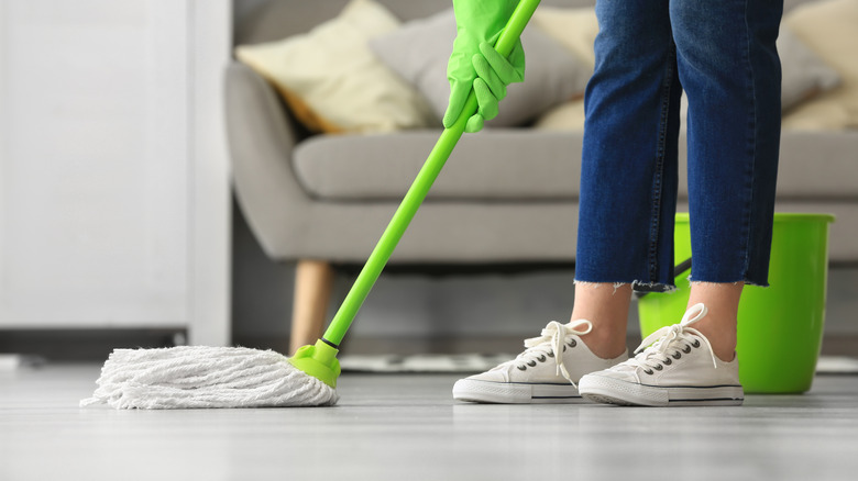 mopping floor