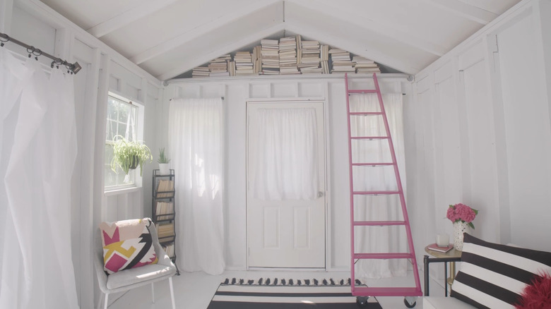 pink rolling ladder