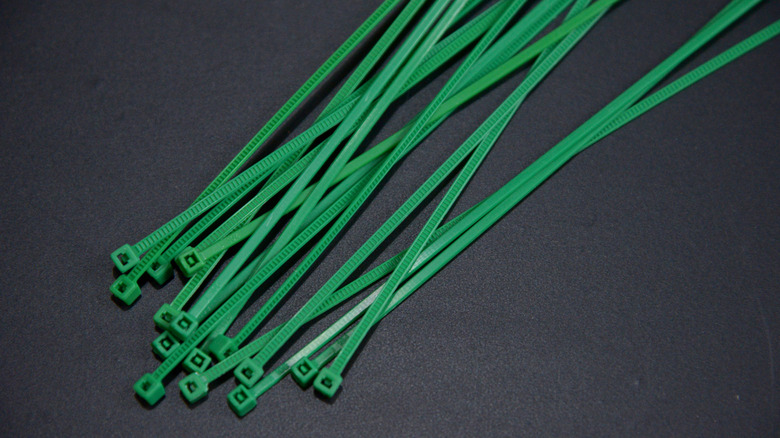 group of green zip ties