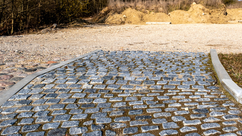 Cobblestone and gravel path