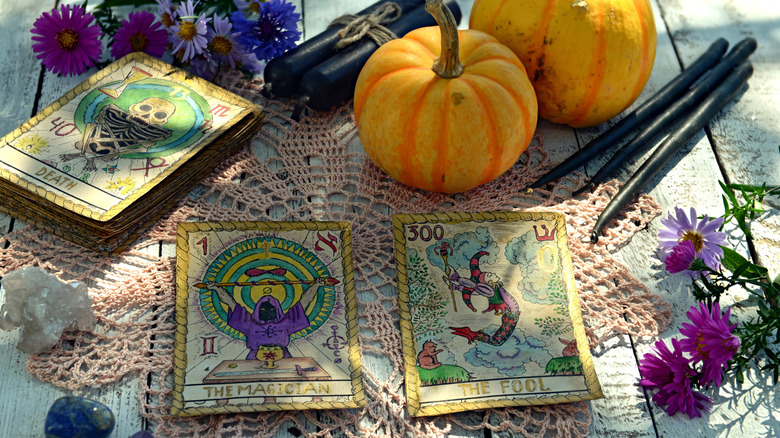 Halloween motif with tarot cards