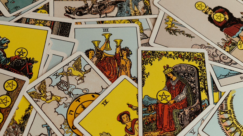 A pile of tarot cards