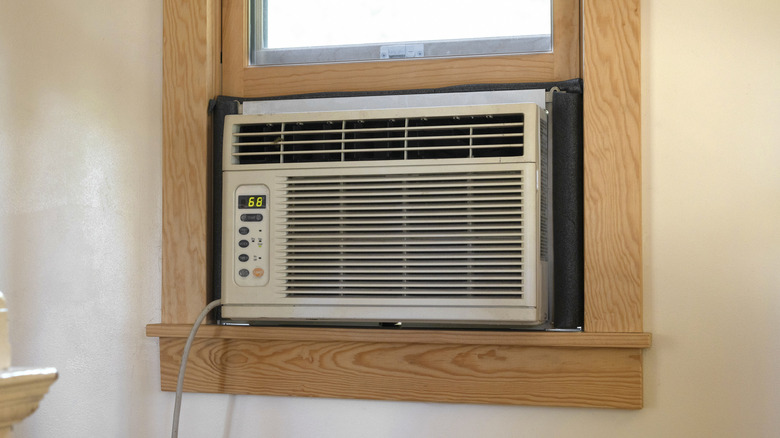 An ac unit installed in a window