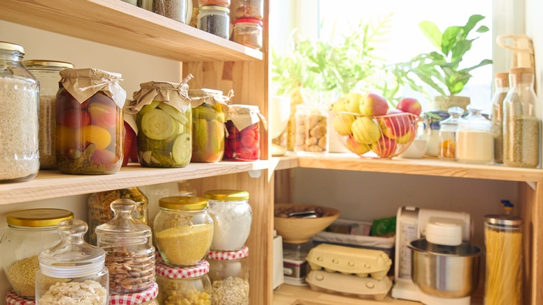 glass jars in a kitchen