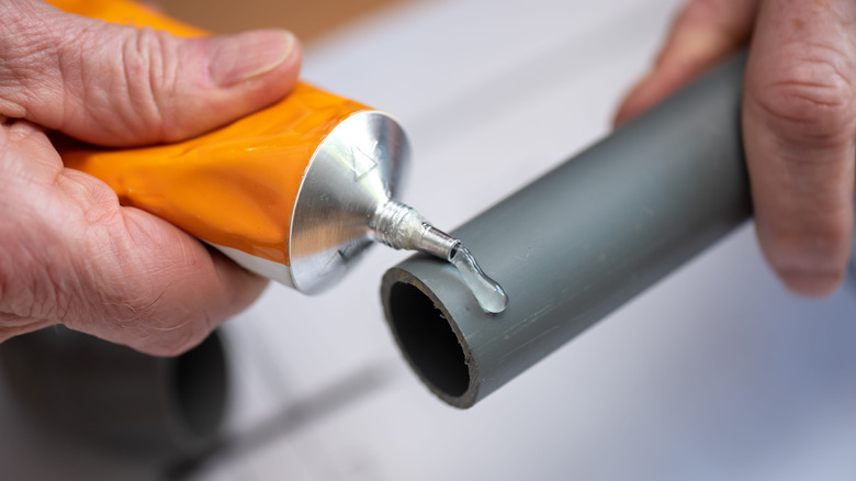 PVC glue on pipe