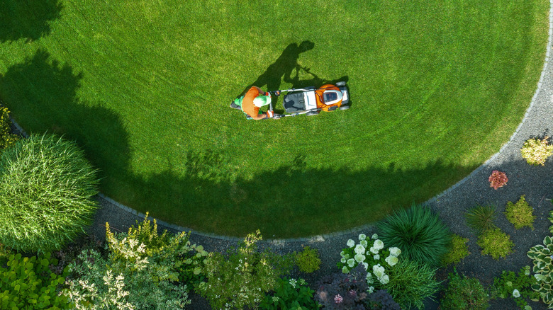 mowing well-maintained lawn