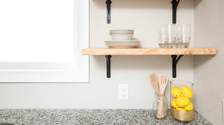 floating shelves in kitchen