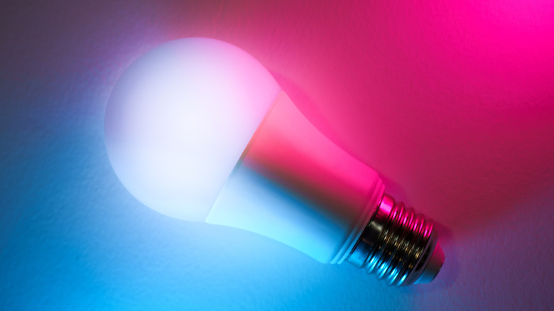 smart bulb with multiple colors around it