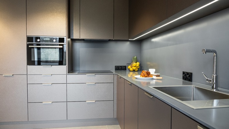 A minimal kitchen in a gray hue