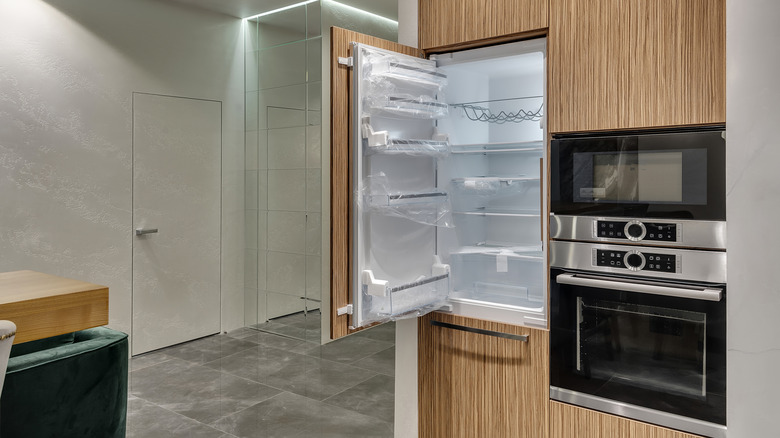 Built-in fridge door open