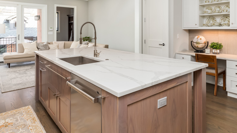 Kitchen island with granite countertop