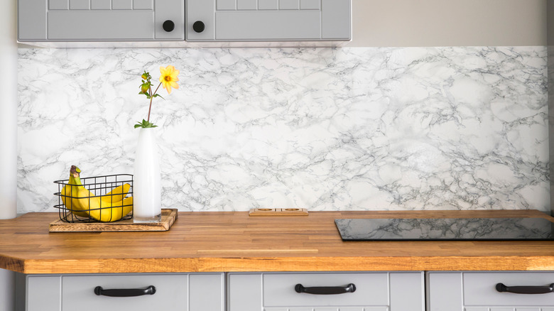 kitchen with wood countertops