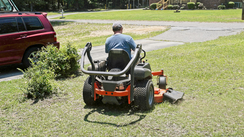 Person on a zero-turn mower has disabled the rollover protection
