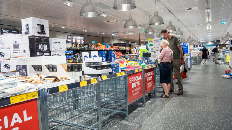 Shoppers inside an Aldi discount store