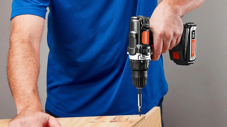 The Warrior cordless 3/8-inch drill being used for DIY
