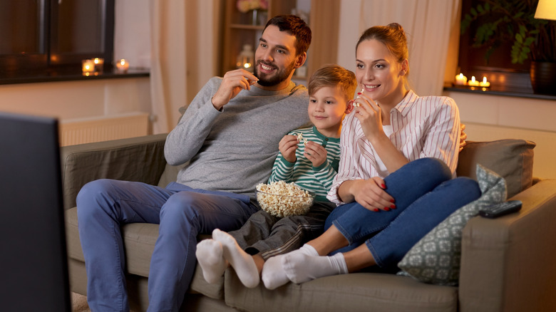 family watching tv
