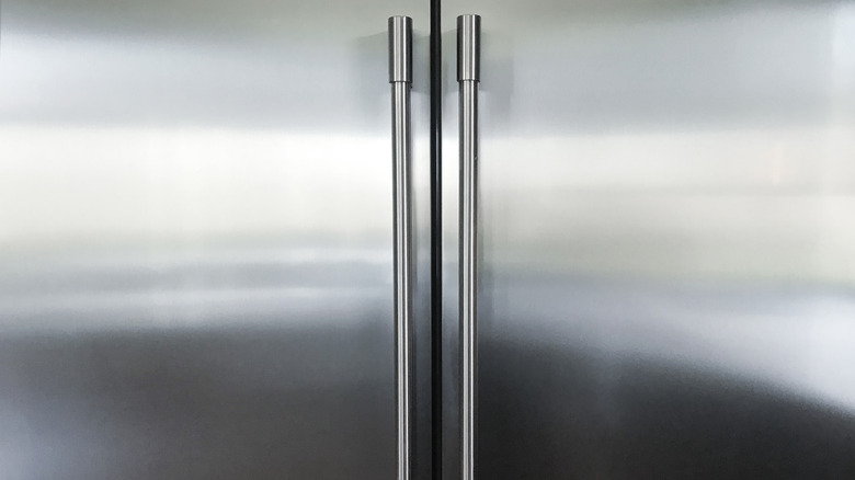 A close-up of a stainless steel refrigerator