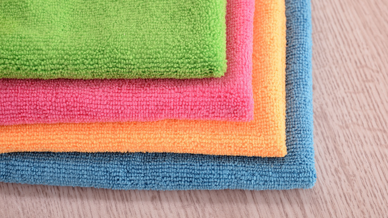 pile of microfiber cloths