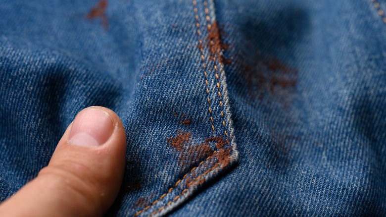 Rust stains on denim