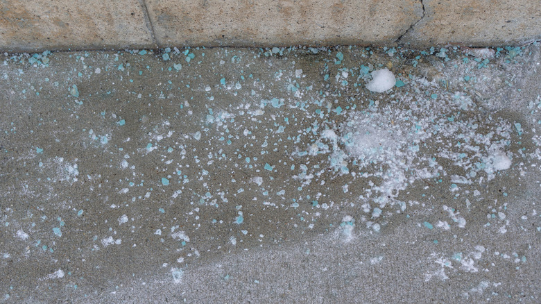 Melting salt on the floor