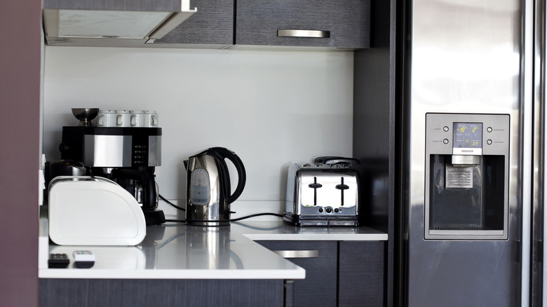 Kitchen appliances on countertop