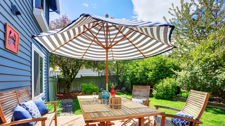 Striped patio umbrella