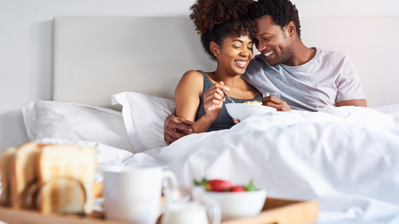 breakfast tray in bed