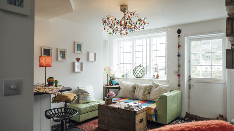 room with various lamps and light fixtures