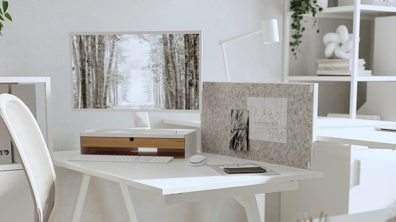 IKEA monitor stand on deso