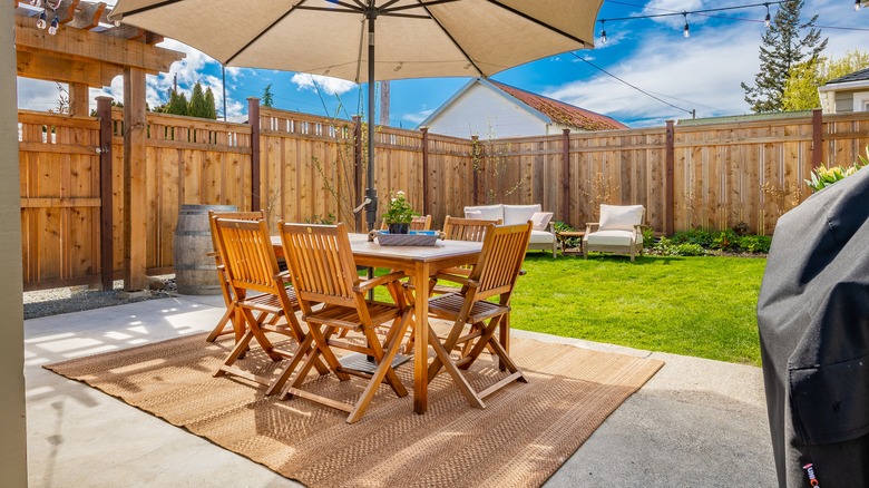 Patio furniture with jute rug